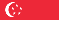 Flagget til Singapore: Rødt er for brødreskap og likeverd, hvit er for renhet og ærbarhet, den voksende månen er symbol på en ung nasjon, de fem stjernene representerer idealene demokrati, fred, framskritt, rettferdighet og likhet